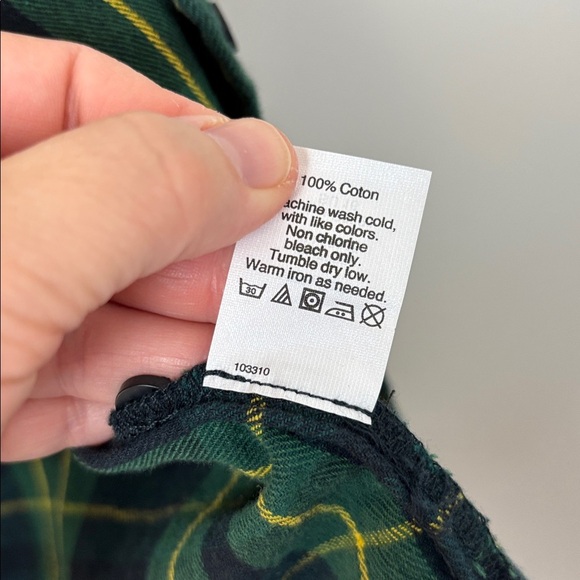 Madewell Dark Green Plaid Shirt with Yellow Stripes - S - Picture 6 of 7